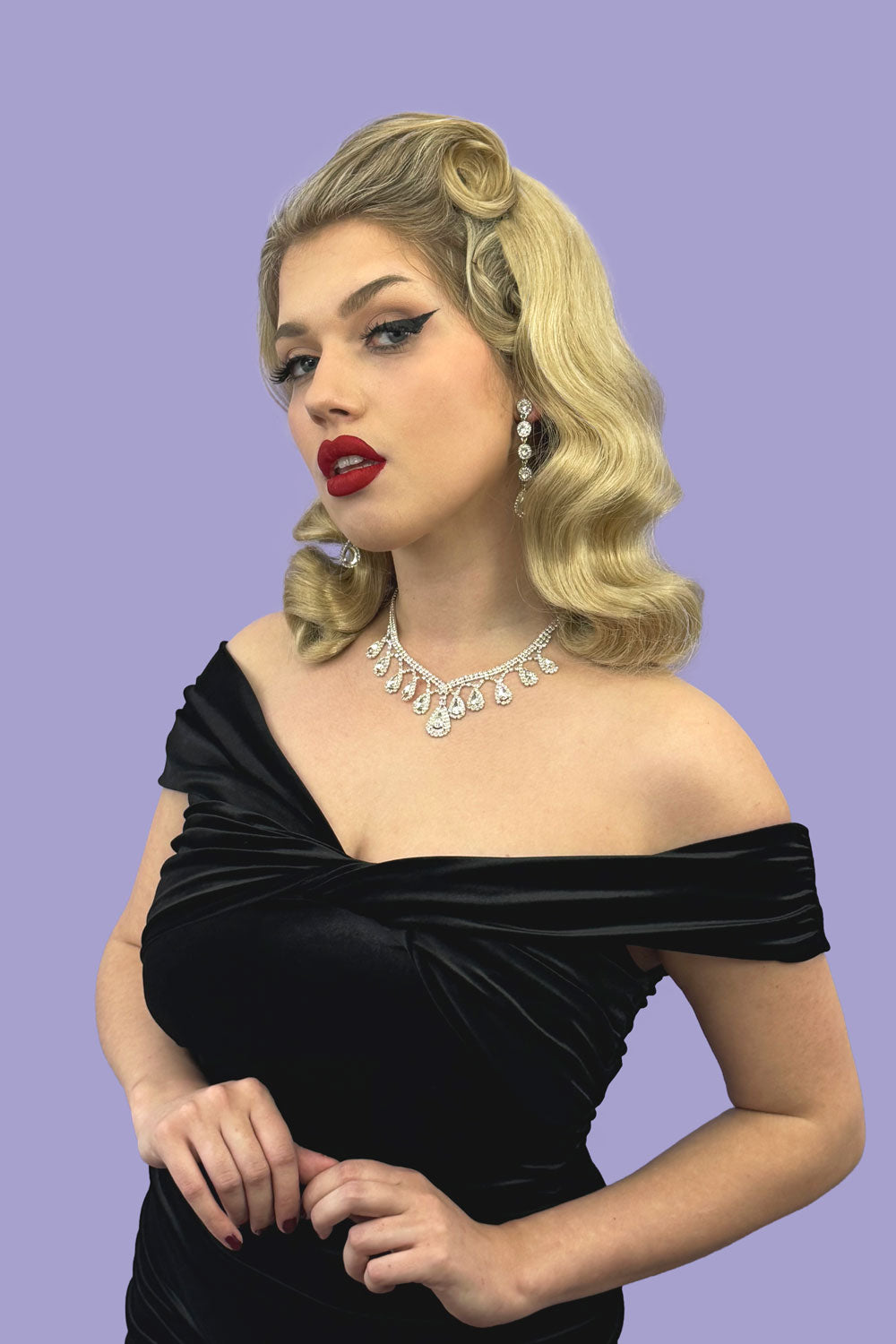 1950s style half wig hairpiece with deep finger waves: Deborah blonde 613T24