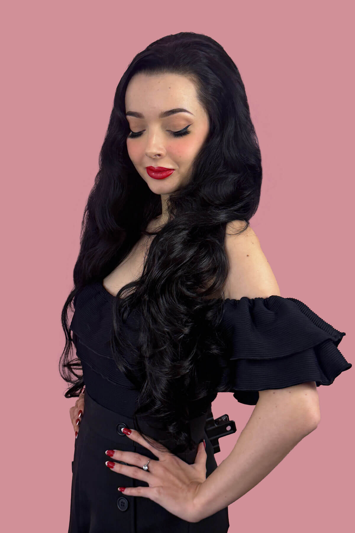 Half wig with volume booster/height booster: Corrine black 1B