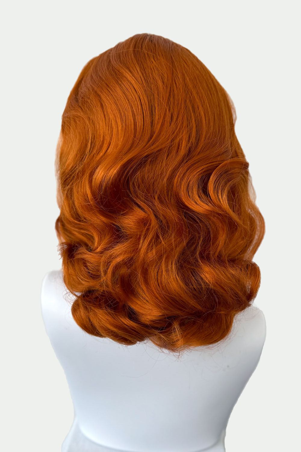 1950s style shoulder length half wig hairpiece with beautiful vintage waves: Onyx ginger