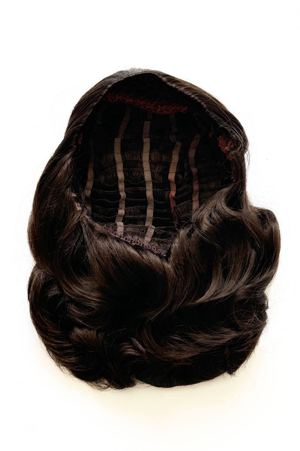 half wig Onyx1950s style shoulder length half wig hairpiece with beautiful vintage waves: Onyx chestnut brown 8