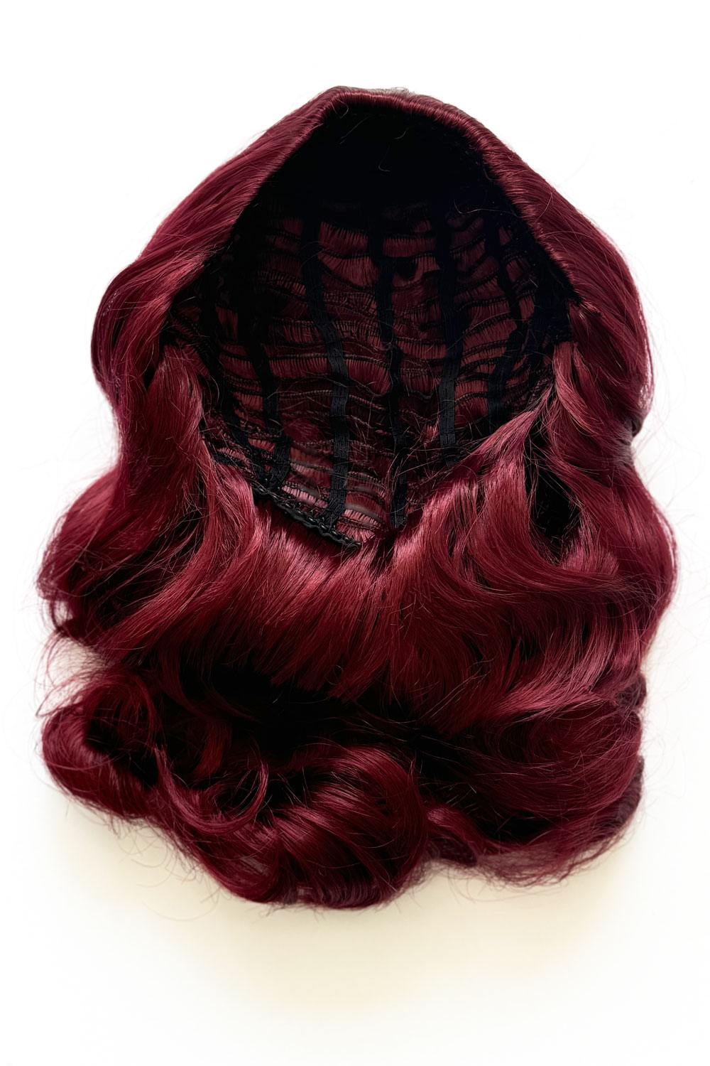 1950s style shoulder length half wig hairpiece with beautiful vintage waves: Onyx cherry red 39 