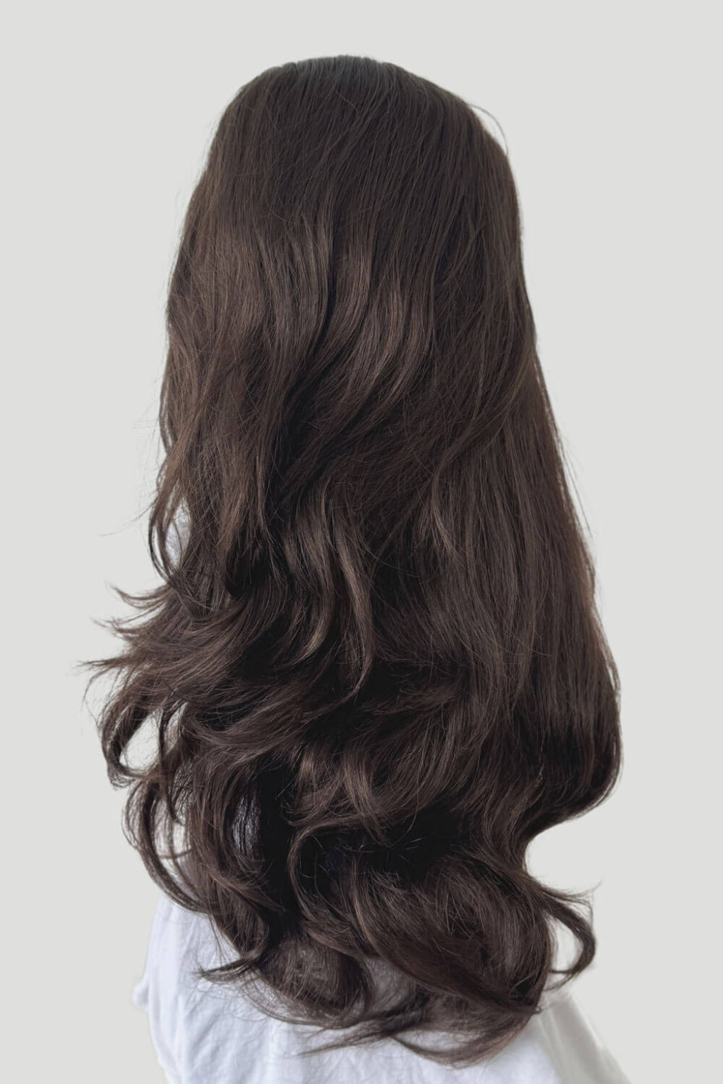High crown long, wavy half wig and volume ring: Bardot chestnut brown 8
