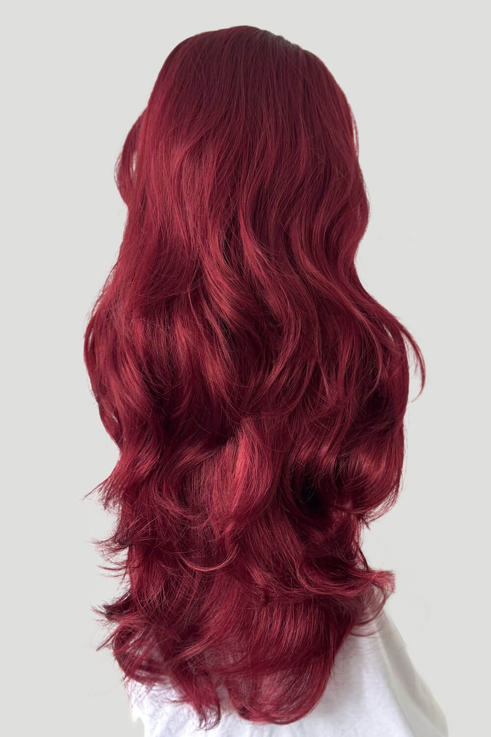 High crown long, wavy half wig and volume ring, copper and cherry red: Bardot 350-39