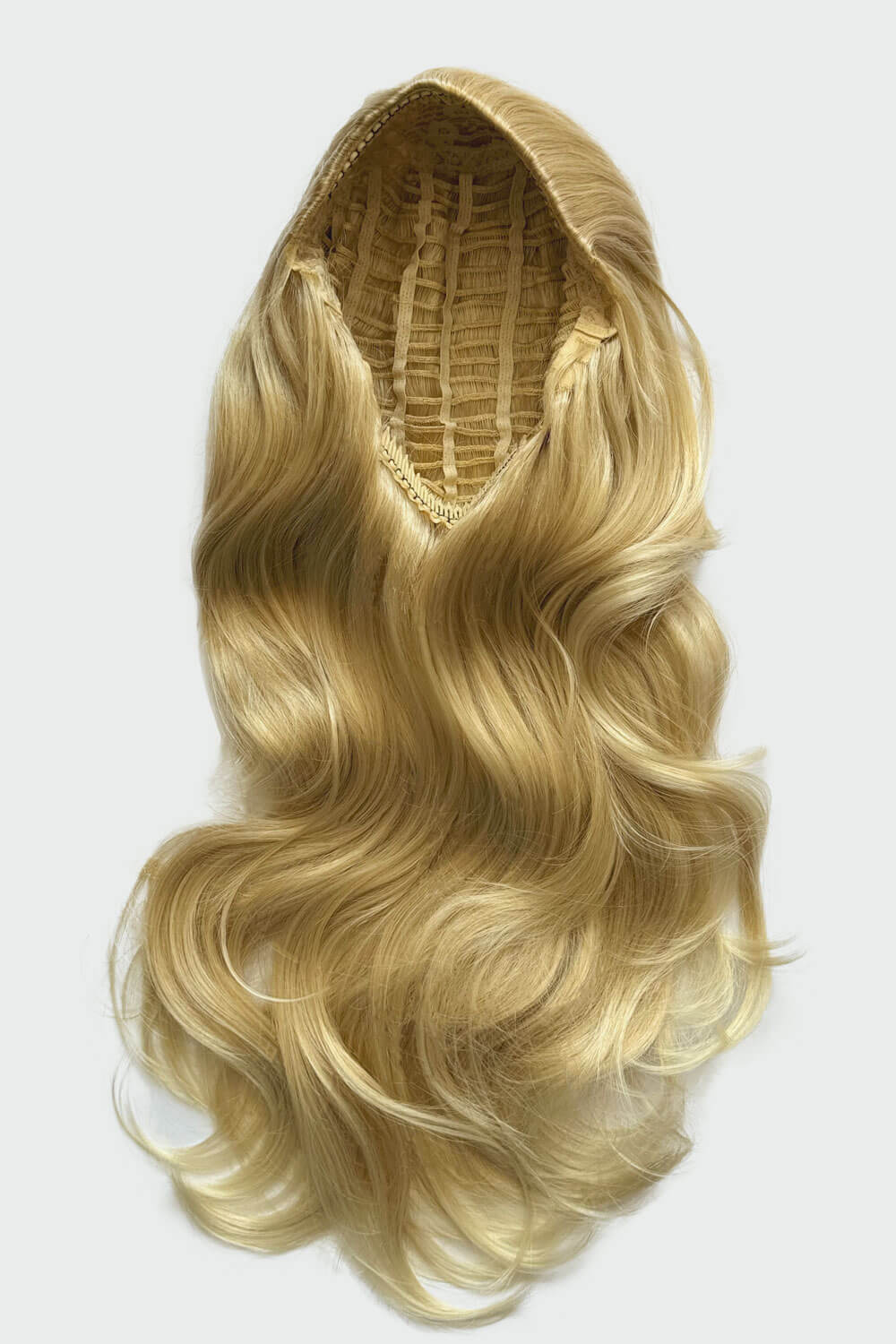 Long blonde half wig hairpiece (3/4 wig) loose curls: Frankii blonde 24BT613
