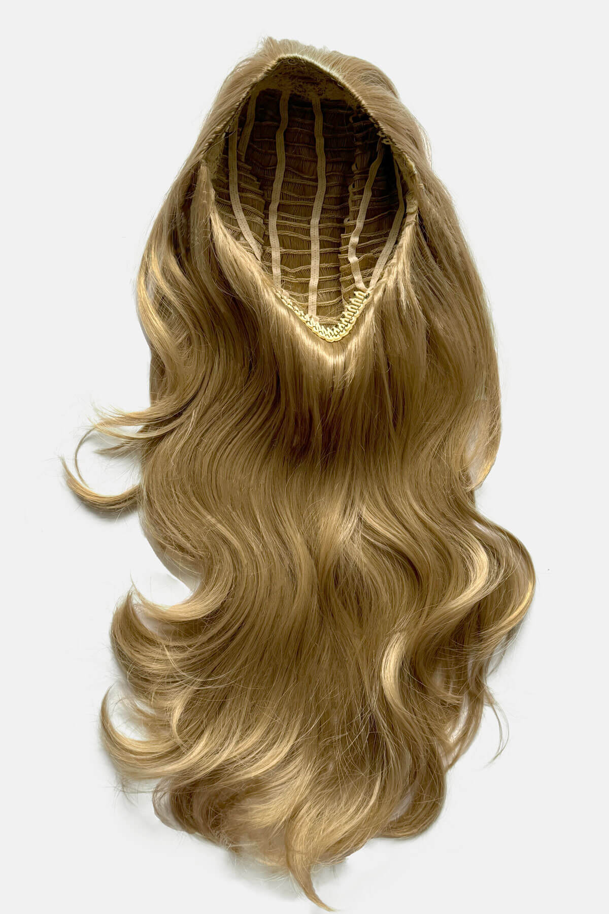 Long blonde half wig hairpiece (3/4 wig) loose curls: Frankii ash blonde 24
