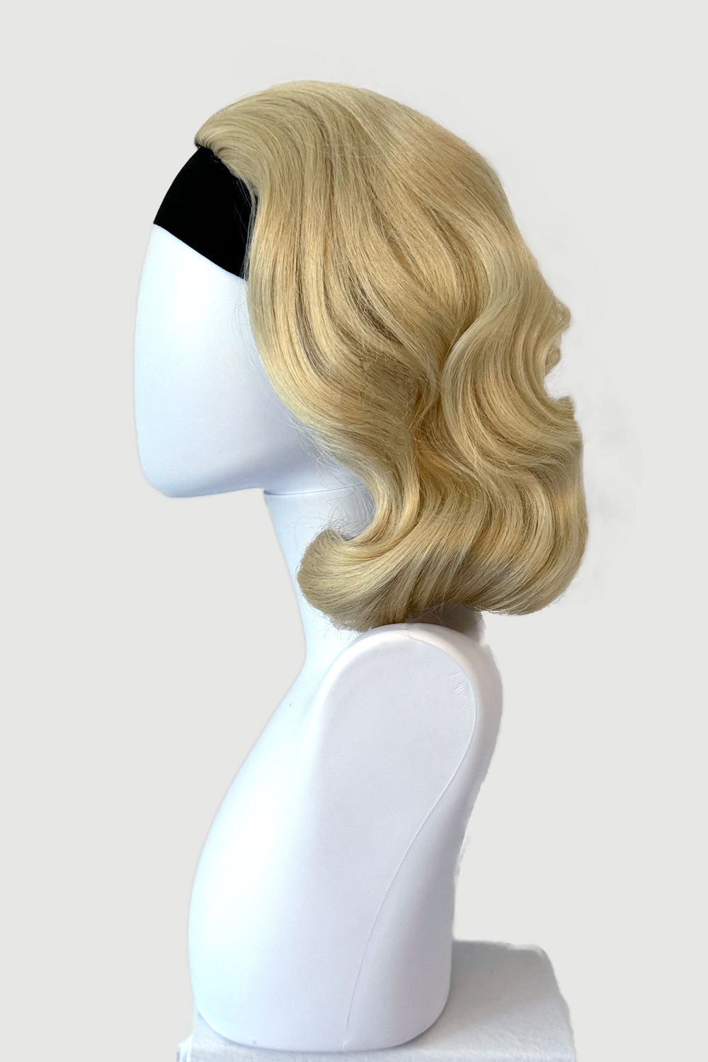 1940s style half wig hairpiece with beautiful marcel waves: Virginia creamy blonde 613