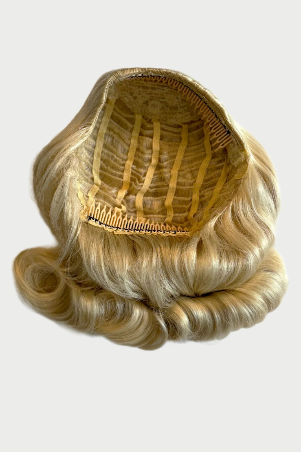 1940s style half wig hairpiece with beautiful marcel waves: Virginia creamy blonde 613