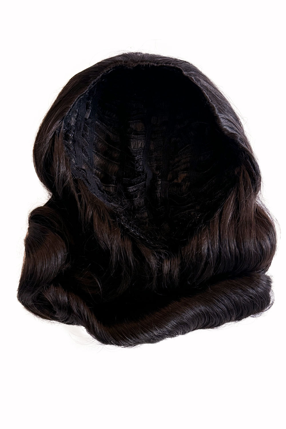 1940s style half wig hairpiece with beautiful marcel waves: Virginia dark brown 4