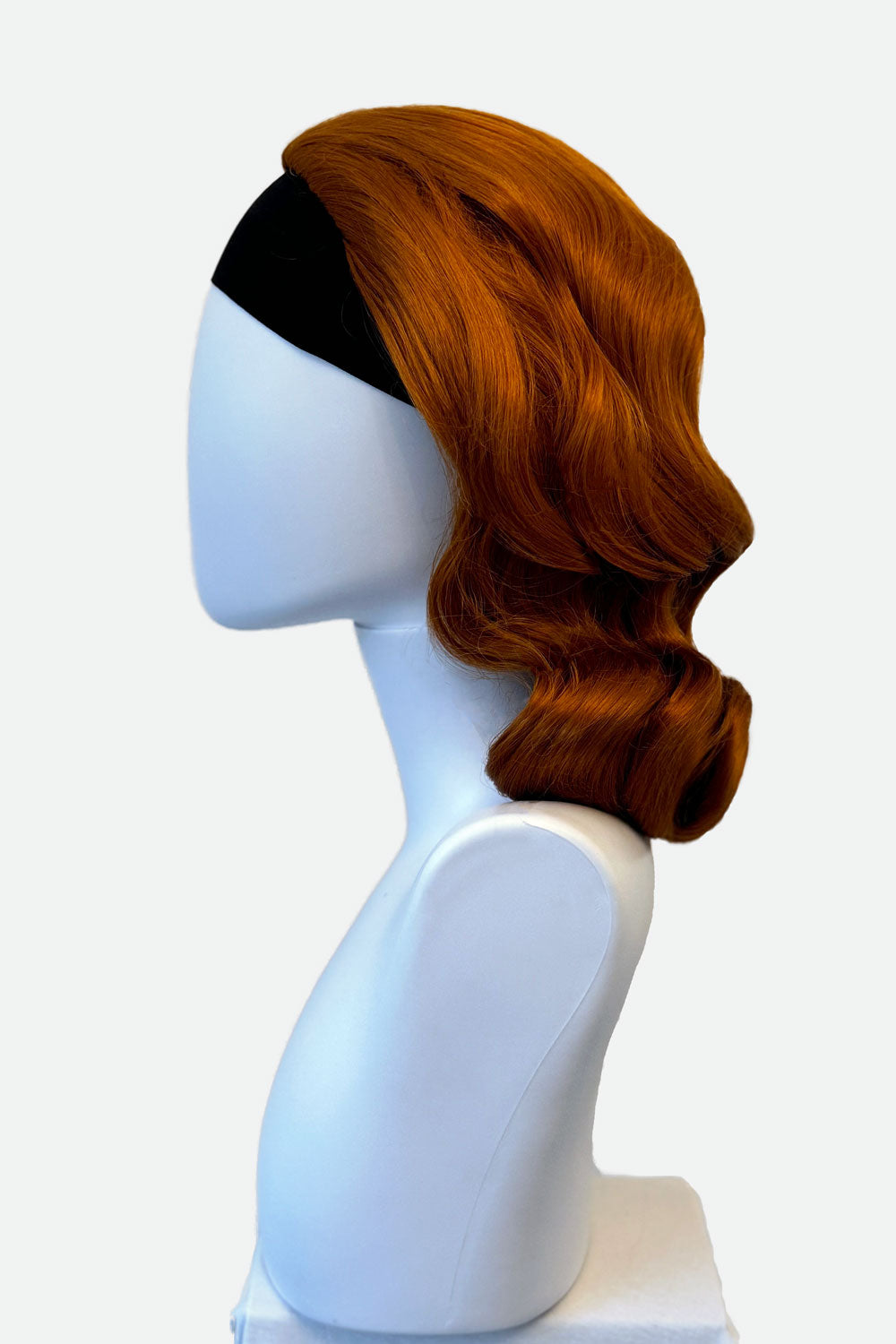 1940s style half wig hairpiece with beautiful marcel waves: Virginia ginger 