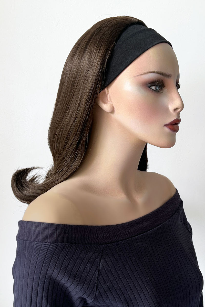 1960s half wig hairpiece, flicked, hair flip: Philippa chestnut brown 8