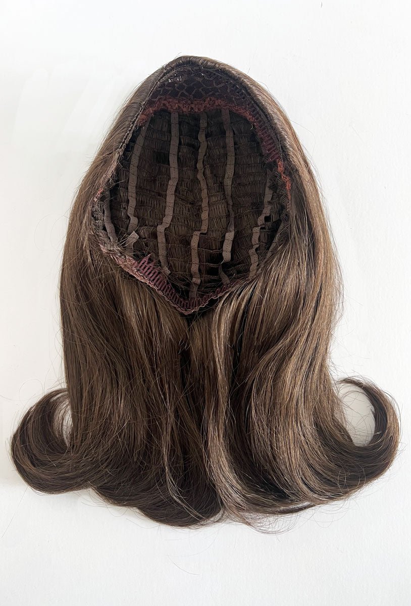 1960s half wig hairpiece, flicked, hair flip: Philippa chestnut brown 8