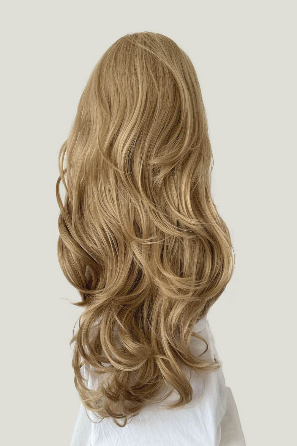 Long blonde half wig hairpiece (3/4 wig) loose curls: Frankii blonde 24H613