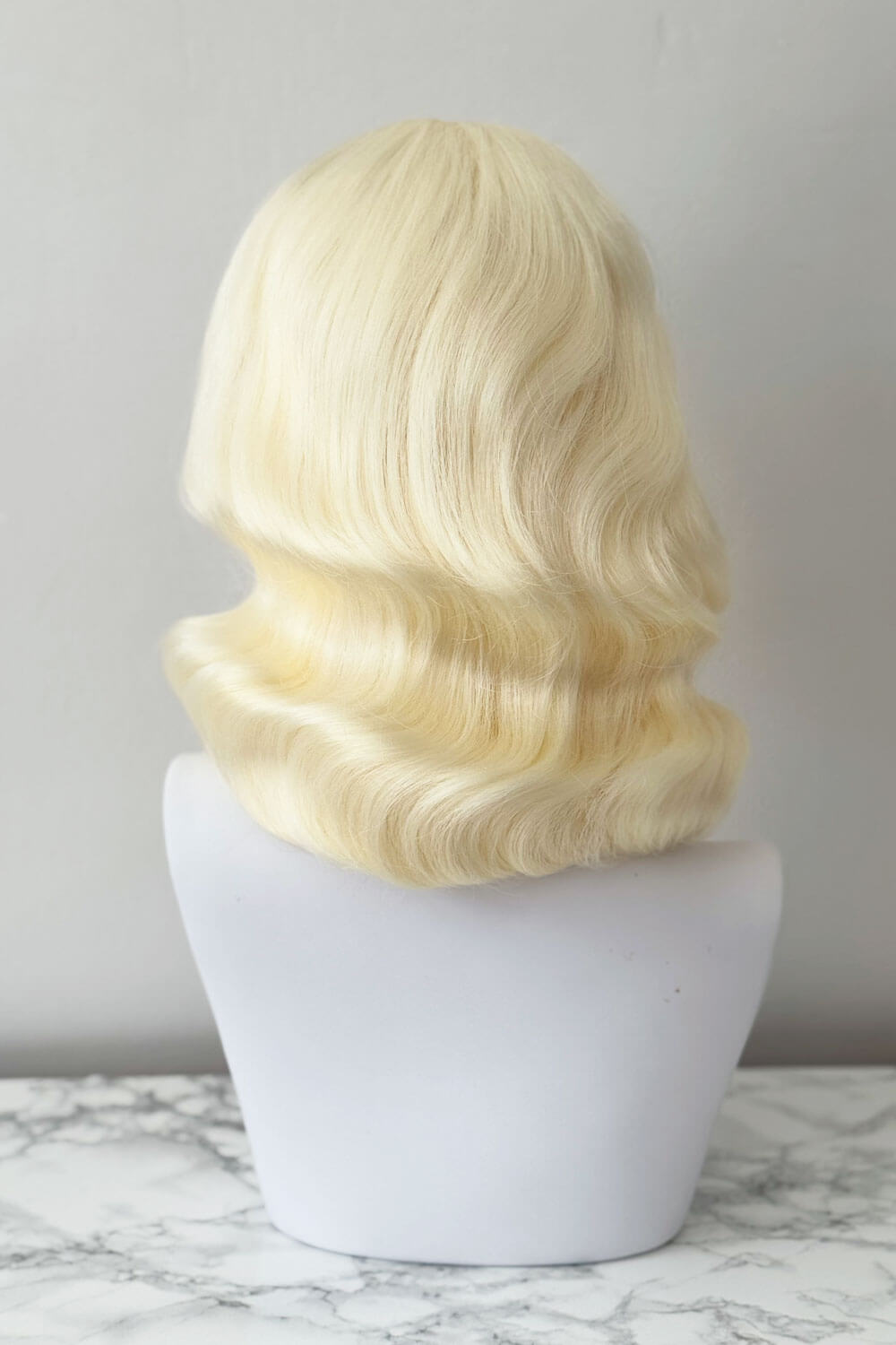 1940s style half wig hairpiece with beautiful marcel waves: Virginia platinum blonde 1001