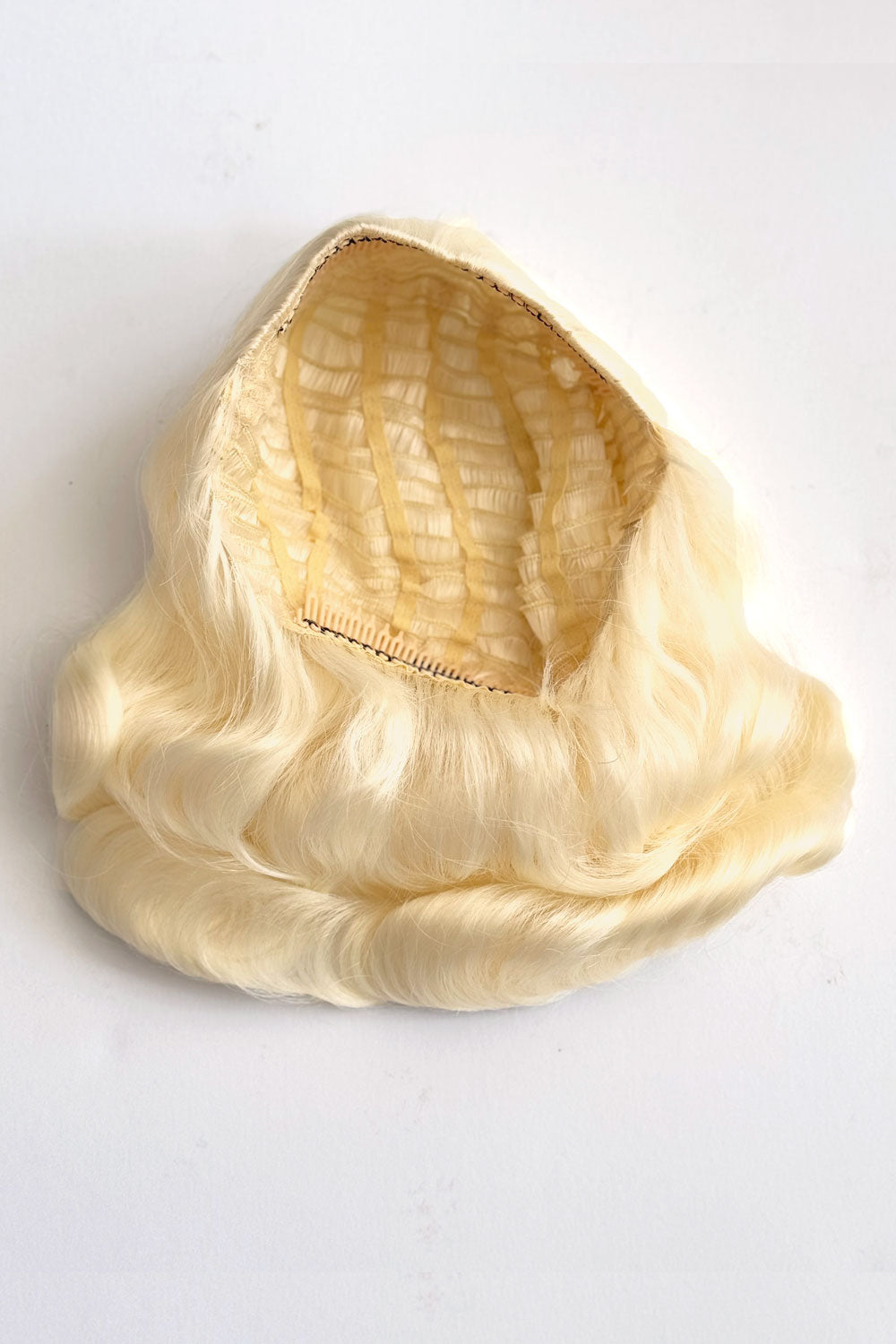 1940s style half wig hairpiece with beautiful marcel waves: Virginia platinum blonde 1001