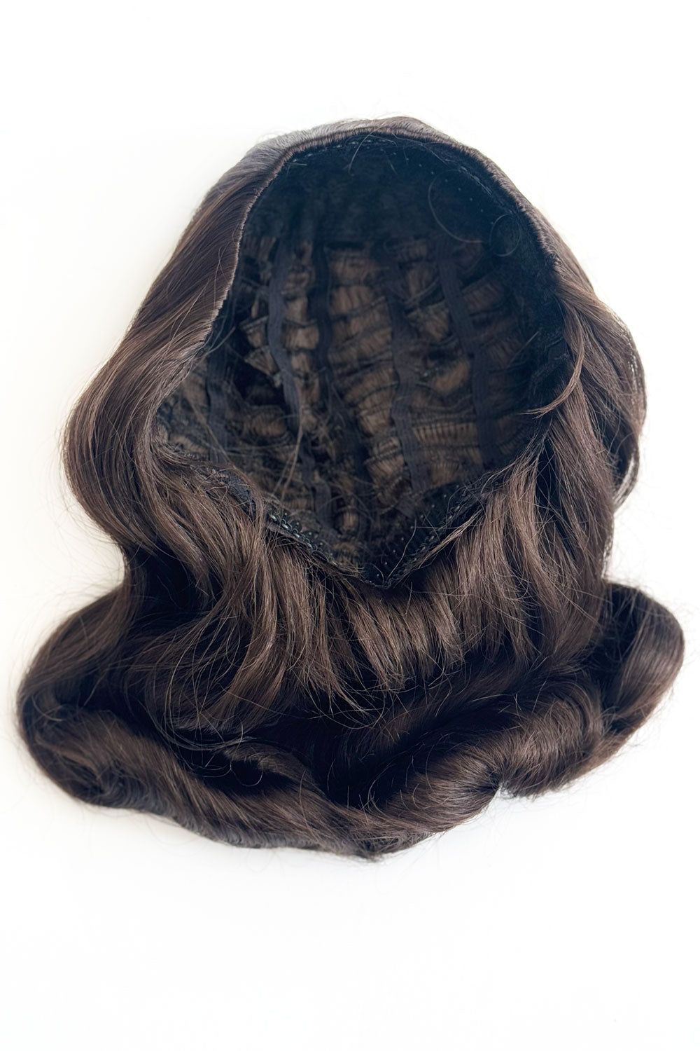 1940s style half wig hairpiece with beautiful marcel waves: Virginia dark brown 6