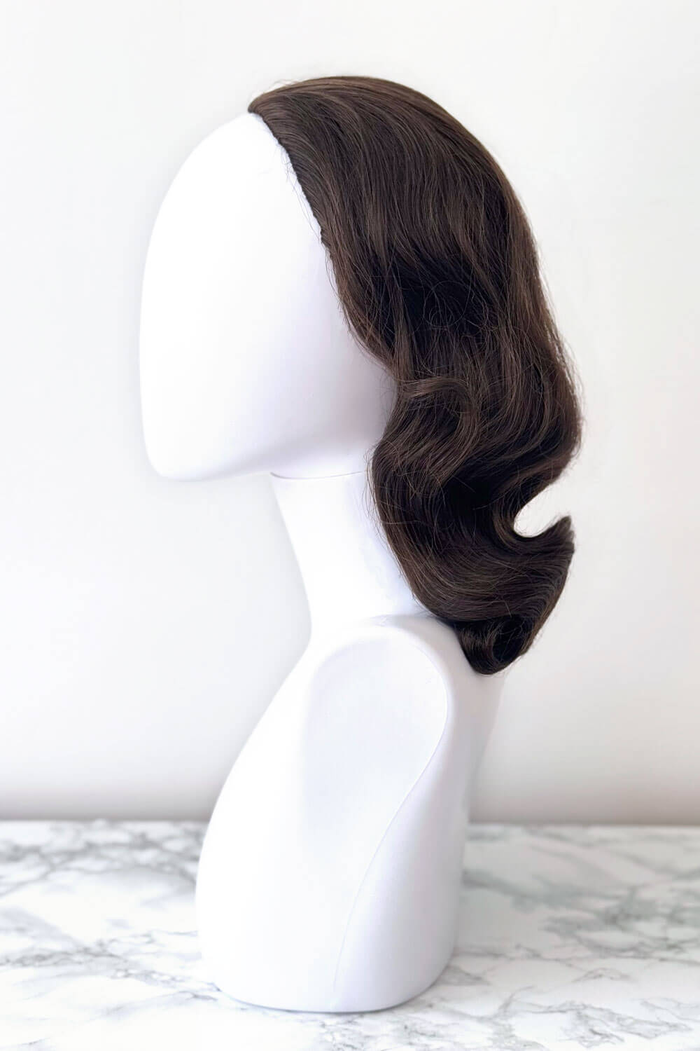1940s style half wig hairpiece with beautiful marcel waves: Virginia chestnut brown 8