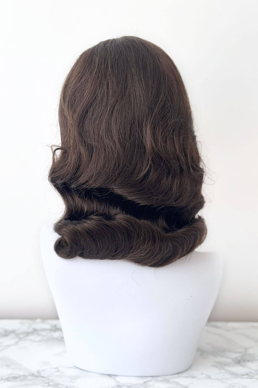 1940s style half wig hairpiece with beautiful marcel waves: Virginia chestnut brown 8