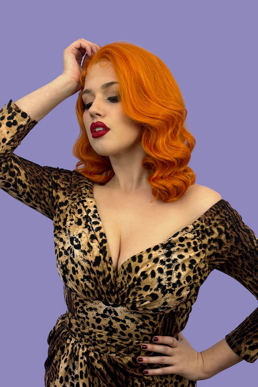 Ginger pinup lace front wig, Dita Von Teese style vintage style wig with finger waves Lula