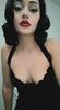 Black lacefront wig, pinup/vintage style, mid length with finger waves: Etta