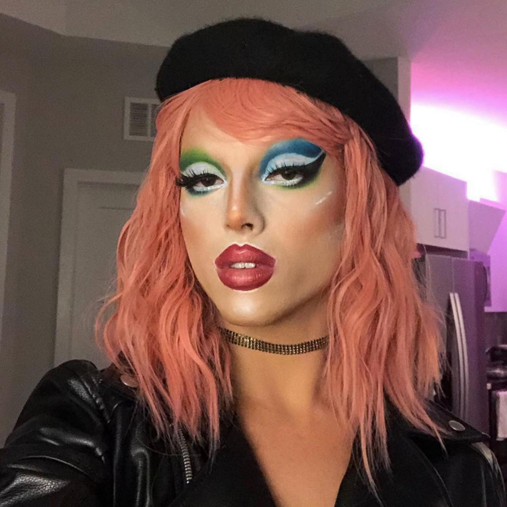 Dusty pink long wavy bob wig (LOB) with textured waves: Fearne AnnabellesWigs