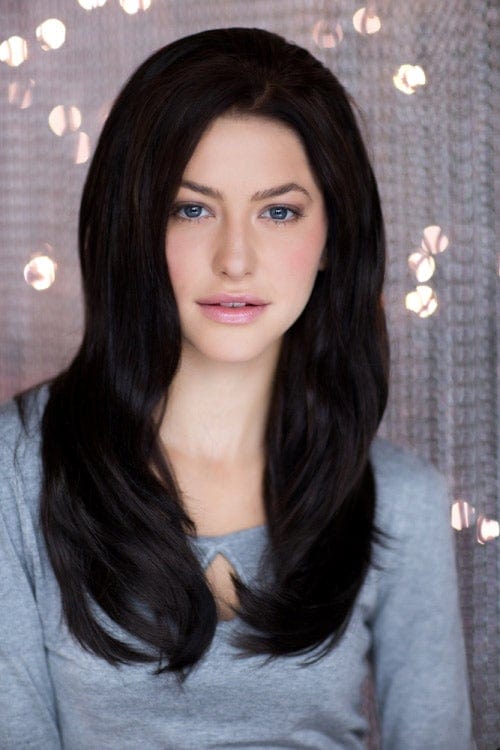 Brown half wig hairpiece (3/4 wig), gently layered: Briar dark brown 4