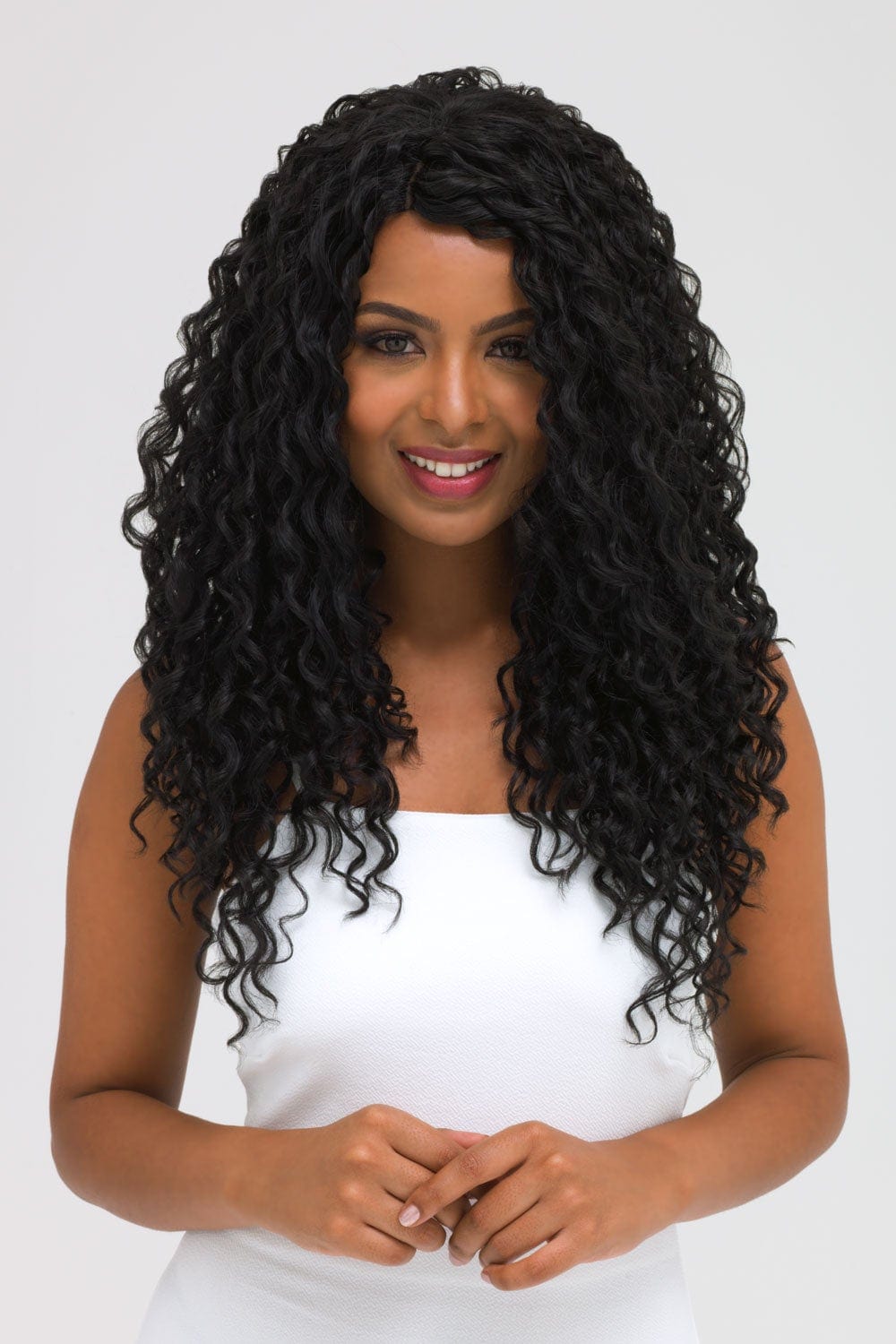 Black, long, corkscrew curly lace front wig: Jessica freeshipping - AnnabellesWigs