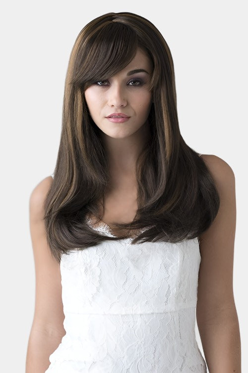 Chocolate brown wig, razor cut face frame style: Catherine freeshipping - AnnabellesWigs
