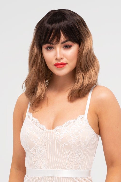 Annabelle's Wigs synthetic wig Long wavy bob wig, dark brown blending to light brown: Elodie