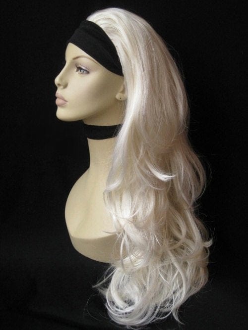 Platinum blonde half wig hairpiece (3/4 wig), wavy: Barbie freeshipping - AnnabellesWigs