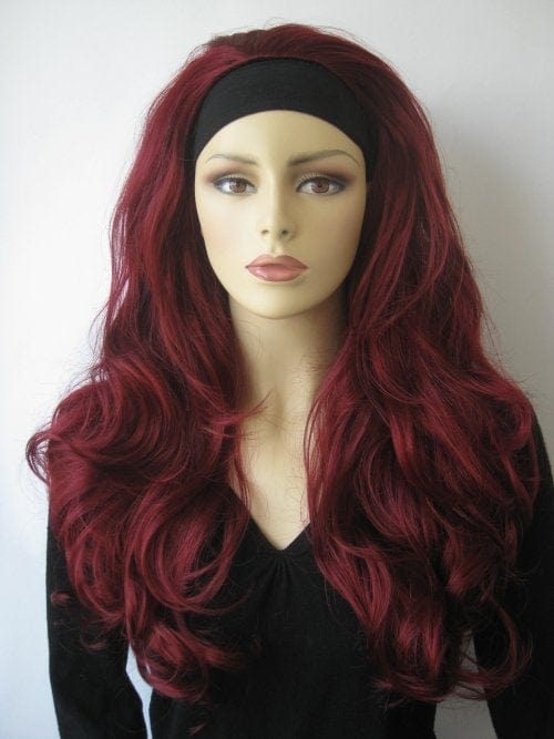Red 3/4 wig hairpiece (half wig), big loose curls: Marie - AnnabellesWigs