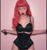 Long pastel-pink pinup style wig with gentle waves and short fringe: Candy