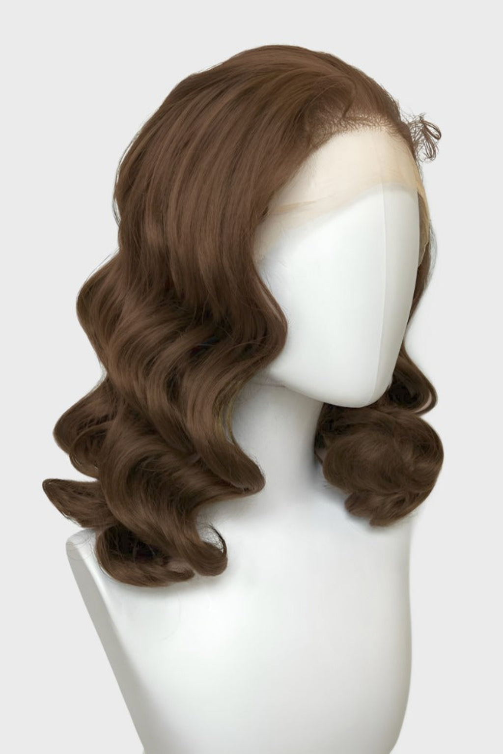 Brown pinup wig, lace front with finger waves: Nikita colour chestnut brown 8