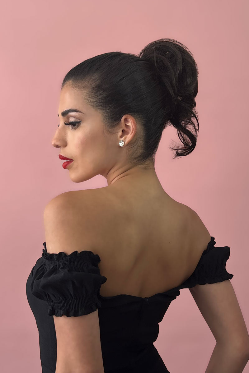 Short ponytail extension hairpiece, short with whisps: Leah ginger