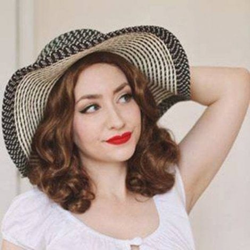 Brown 1940s pinup style wig, with finger waves: Honey light brown 12