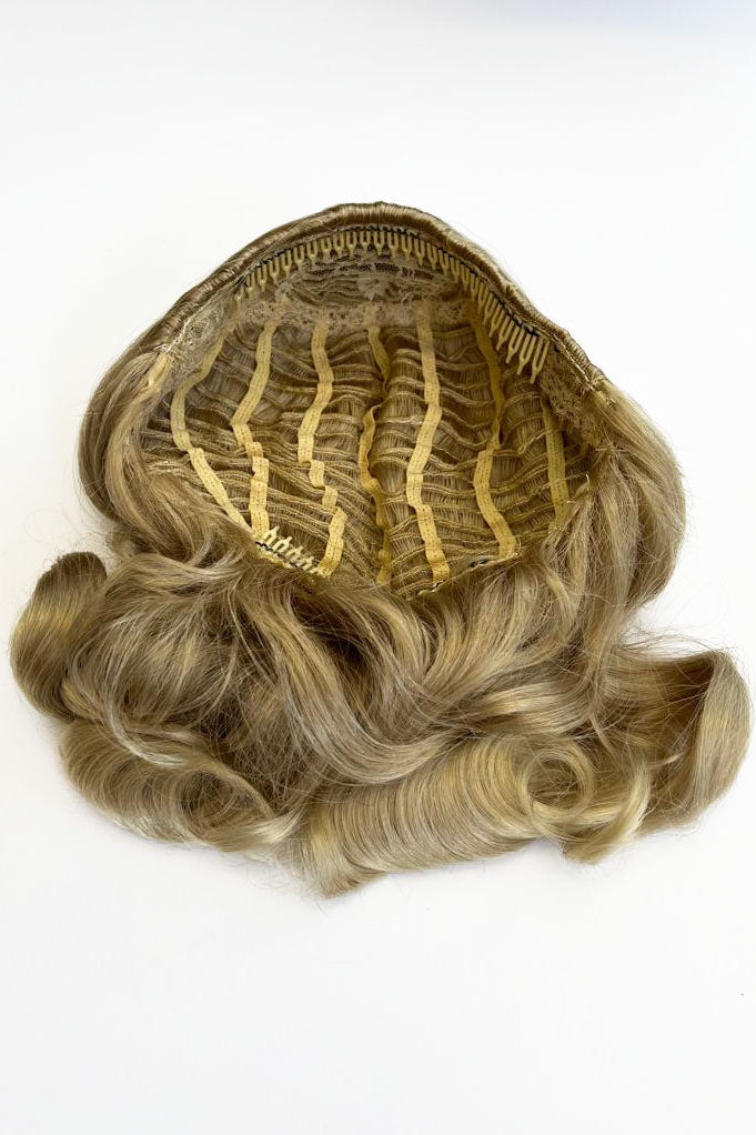 1940s style half wig hairpiece with beautiful marcel waves: Virginia blonde 613T24