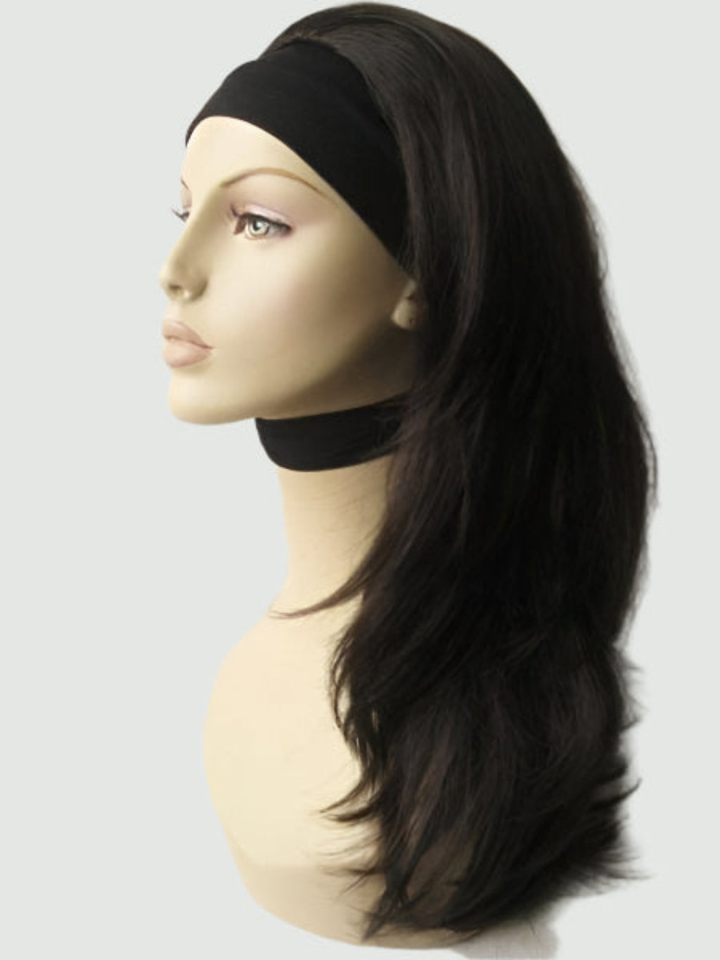 Brown half wig hairpiece (3/4 wig), gently layered: Briar dark brown 4